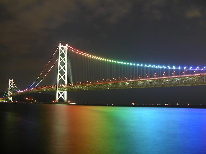Самые большие и красивые мосты мира AkashiKaikyoAtNight