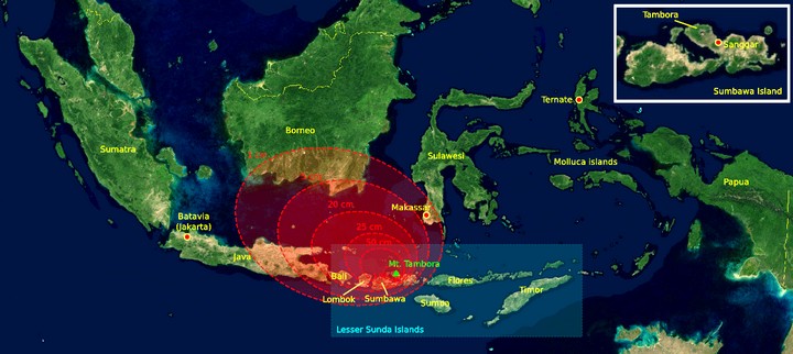 карта извержения