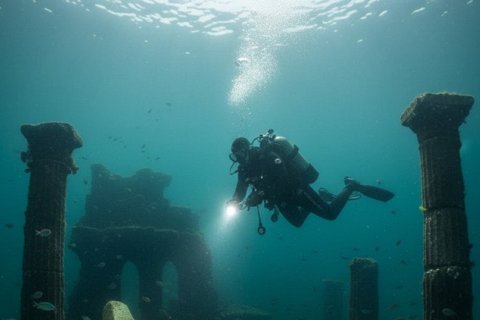 Затонувший город Тору-Айгыр на дне Иссык-Куля