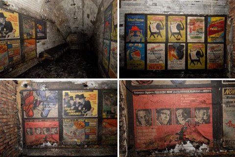 Старинные плакаты заброшенной станции метро