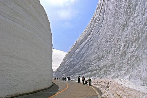 Альпийское шоссе Татеяма Куробе и снежная стена