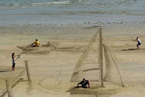 3D искусство на песке от Джейми Харкинса