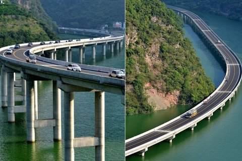 Новое шоссе в Китае построено полностью над водой