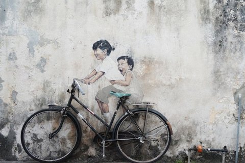 Граффити с детьми на острове Пенанг