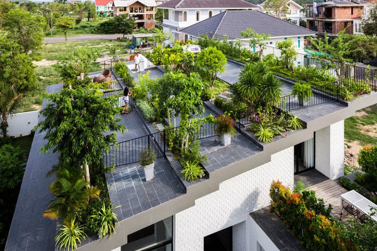 сад на крыше вьетнамского дома