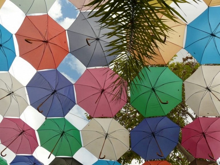 разноцветные зонты