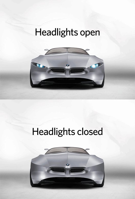 BMW GINA &mdash; сравнение положений фар