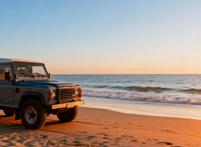 внедорожник и море