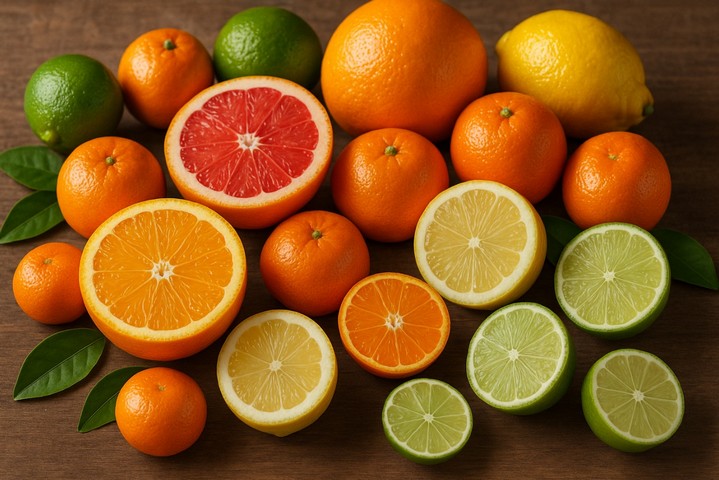 коллаж из разных полезных фруктов