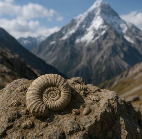 ракушка и вершина эвереста — коллаж