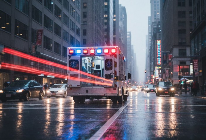 скорая помощь едет на вызов