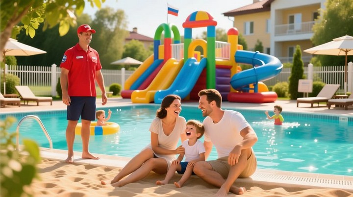 бассейн и водные горки бассейн и водные горки