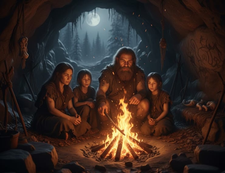 неандертальцы у огня неандертальцы у огня