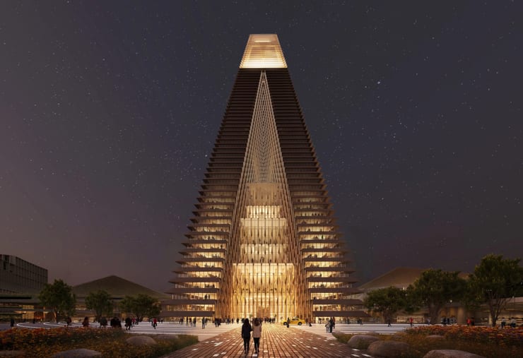 подсветка фасадов небоскреба