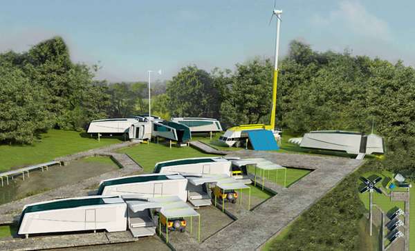 развернутый модульный лагерь в природной зоне