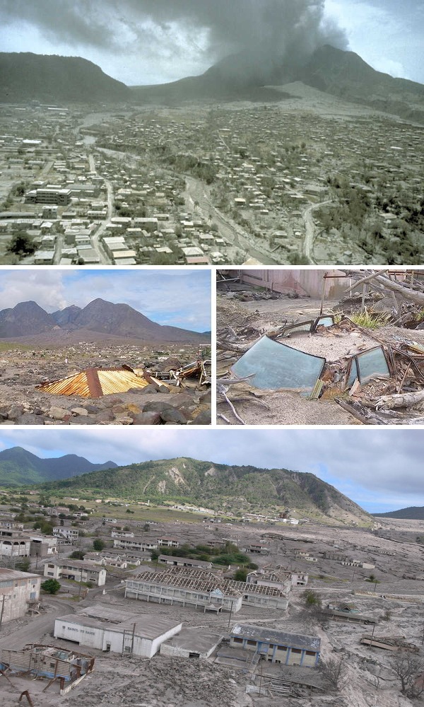 город Плимут, погребённый под вулканическим пеплом