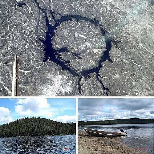 Космический снимок кольцеобразного озера Маникуаган