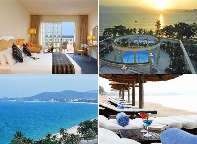 Вид на бассейн и море в Sunrise Nha Trang