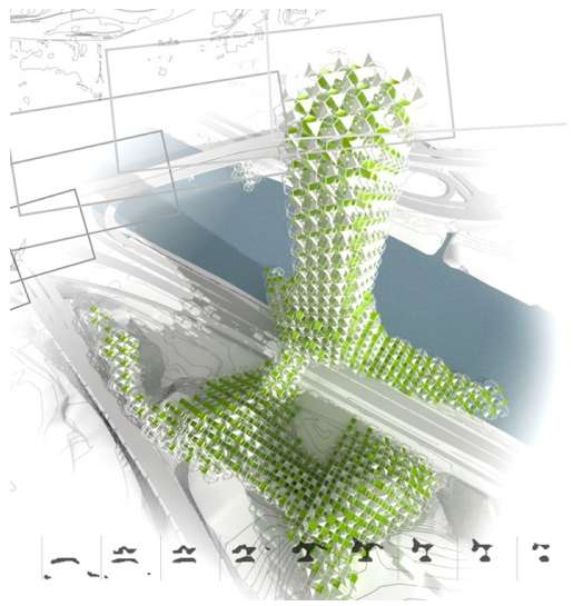 высотная конструкция городской фермы
