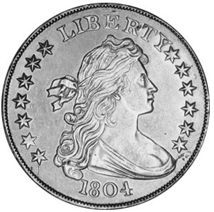 аверс редкого серебряного доллара 1804 года