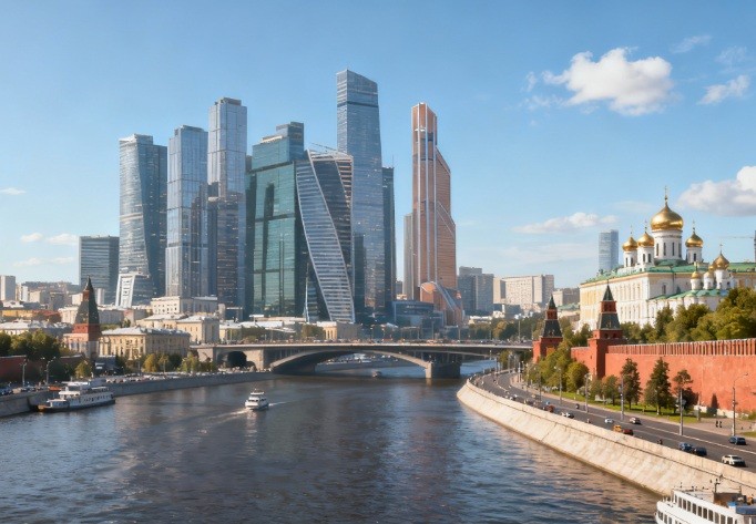панорама Москвы с высотными зданиями