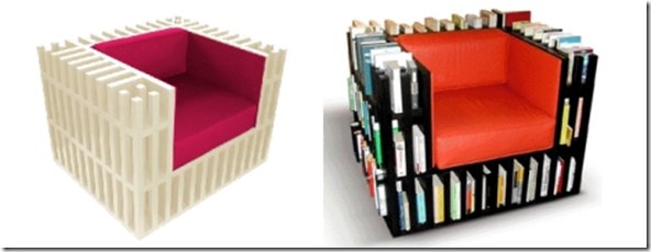 Кресло с встроенными книжными полками