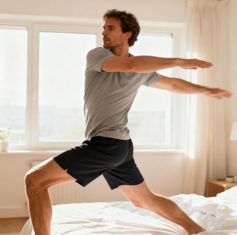 мужчина машет руками