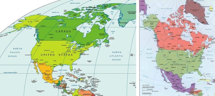 северная америка на карте