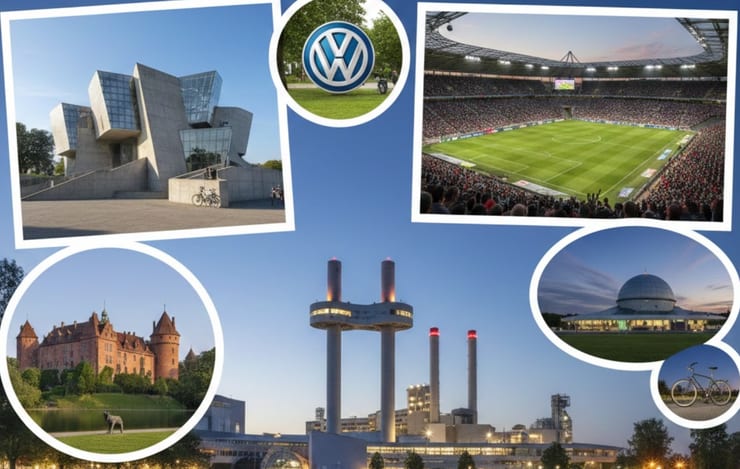 коллаж с местами Вольфсбурга