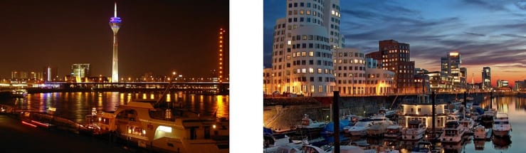 Панорама Дюссельдорфа на берегу Рейна