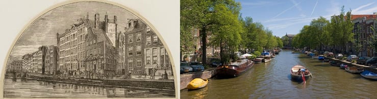 панорама Амстердама с каналами