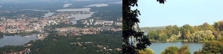 Панорама Потсдама и реки Гавел