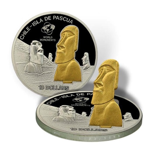 Фото Монета с изображением острова Пасхи